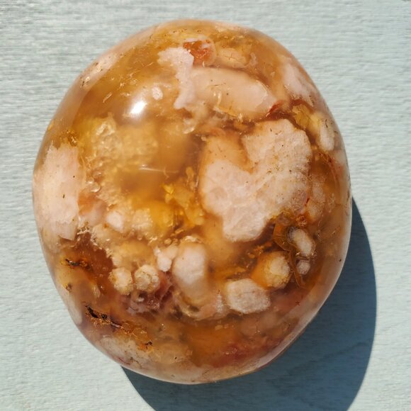Flower Agate Palm Stone (XY15) - Picture 1 of 4